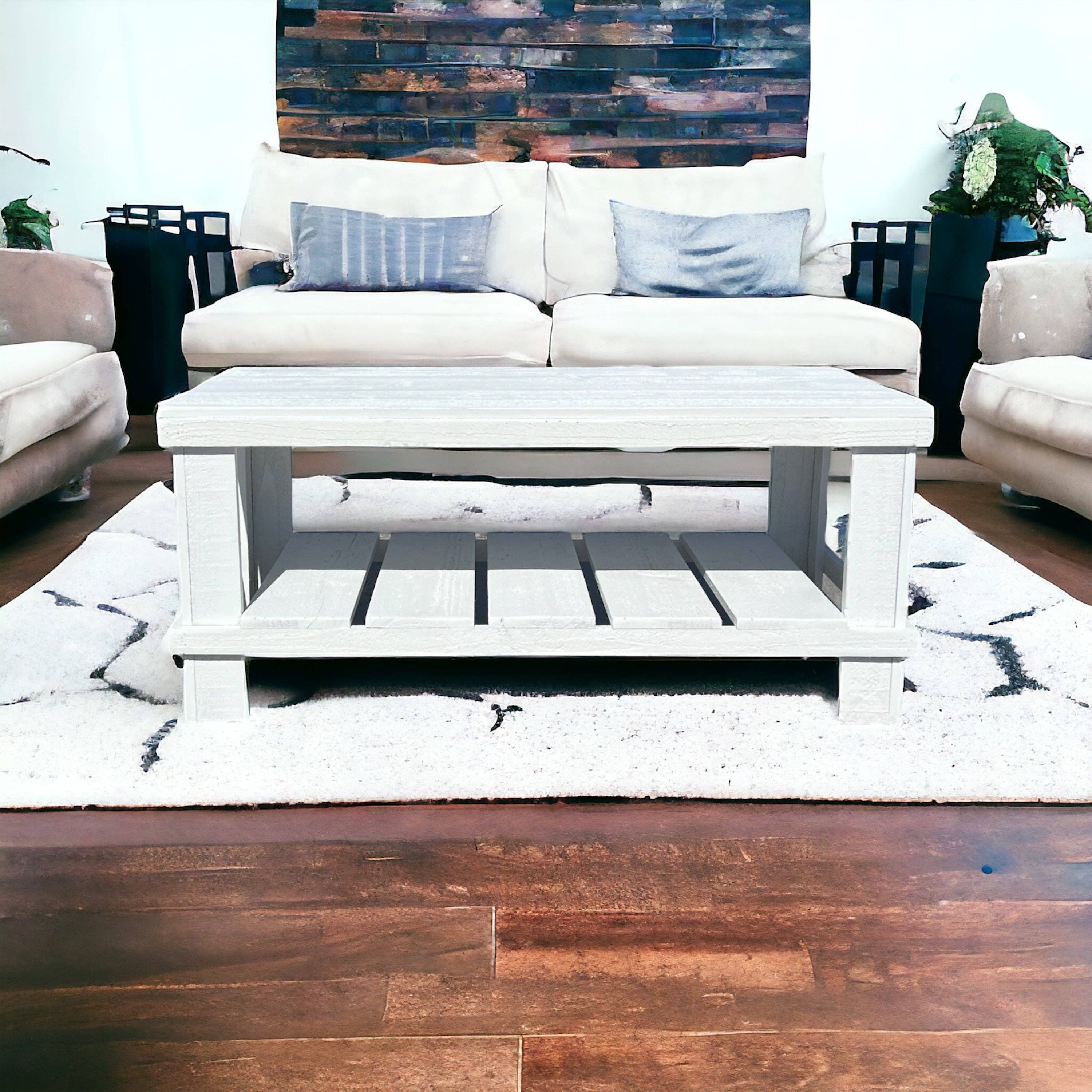 Intrinsic Haven - Wholesale Coffee Table - Farmhouse Rustic Wood Living Room Coffee Table with Shelf16