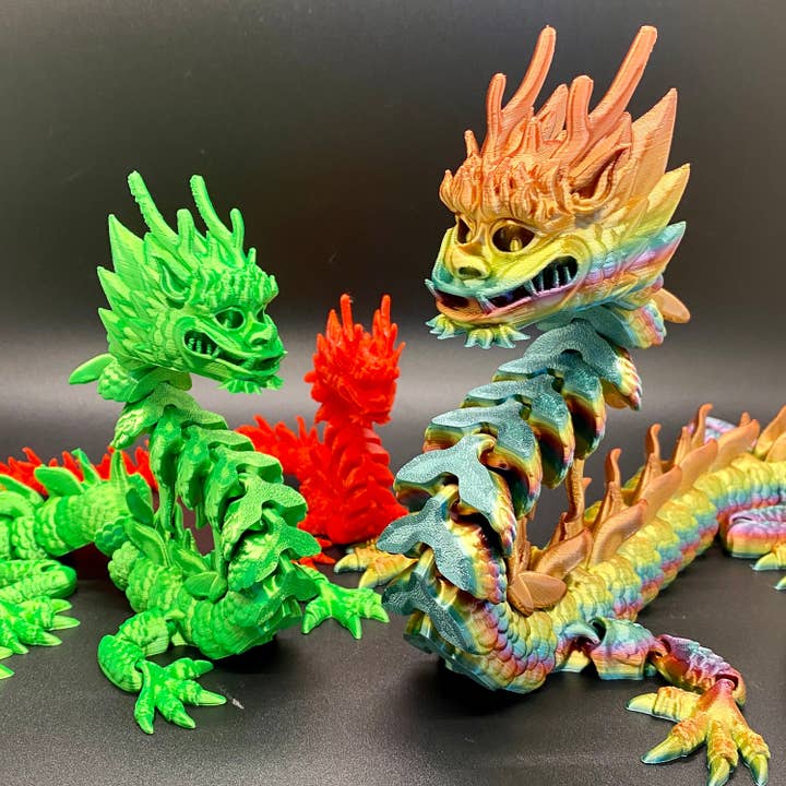 NumanPrints - Wholesale Fidget Toy - Kids - Chinese Imperial Dragon 3D Printed Articulated Toy Rainbow5