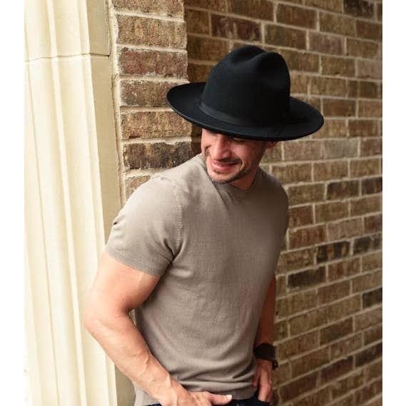 Black Wool Felt Open Road Fedora Hat - Style Dead End for wholesale on Faire9