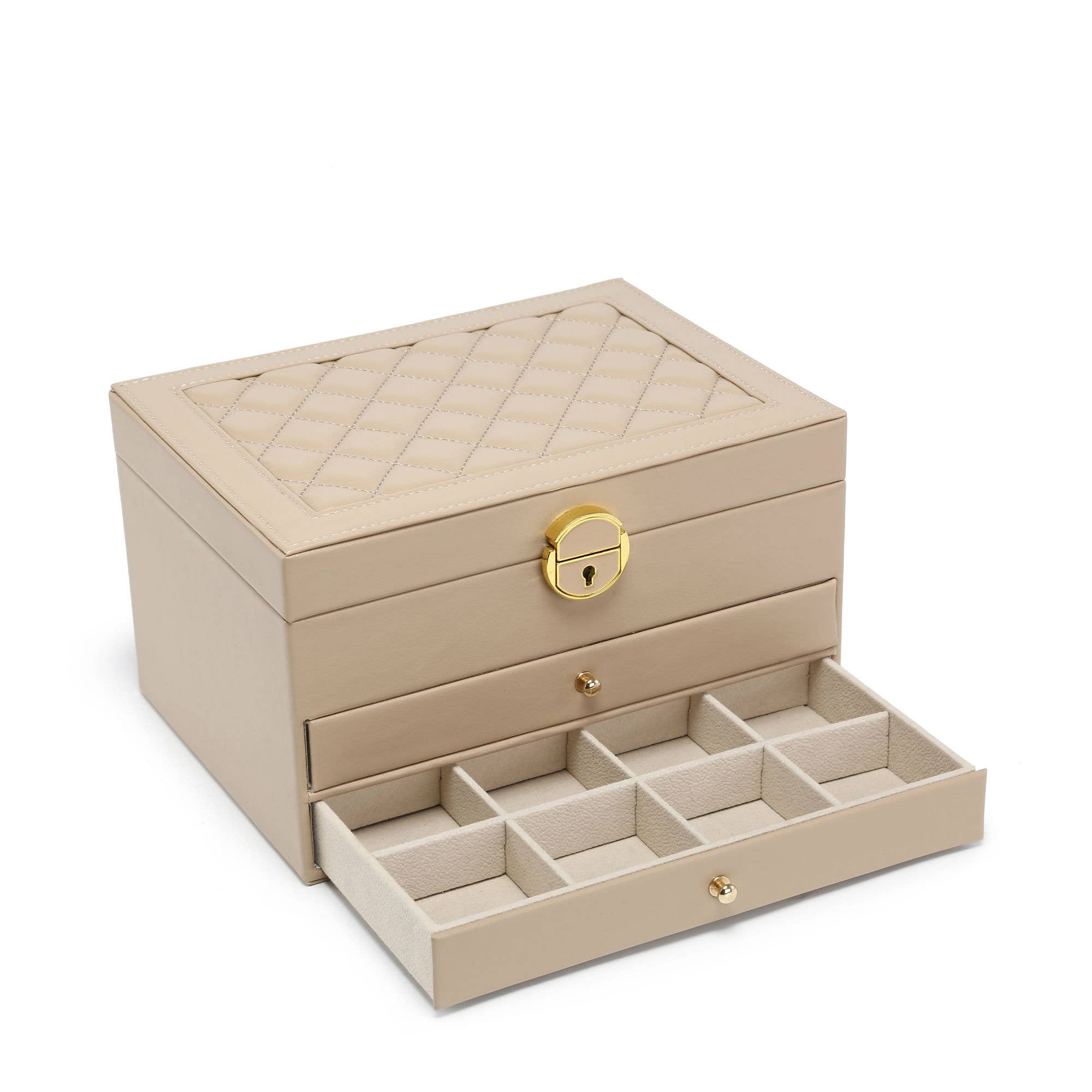 Papaya Fashion Ltd - Vente Boîte/rangement à bijoux - Boîte à bijoux verrouillable à 3 niveaux avec 2 tiroirs8