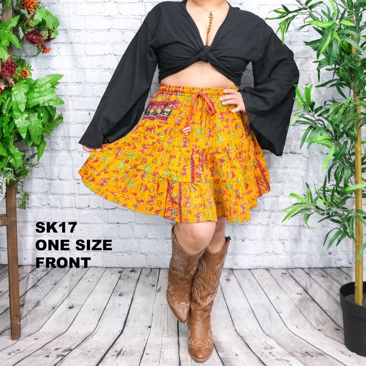 Boho Kantha Mini Skirt for wholesale by Karma Nepal Crafts
