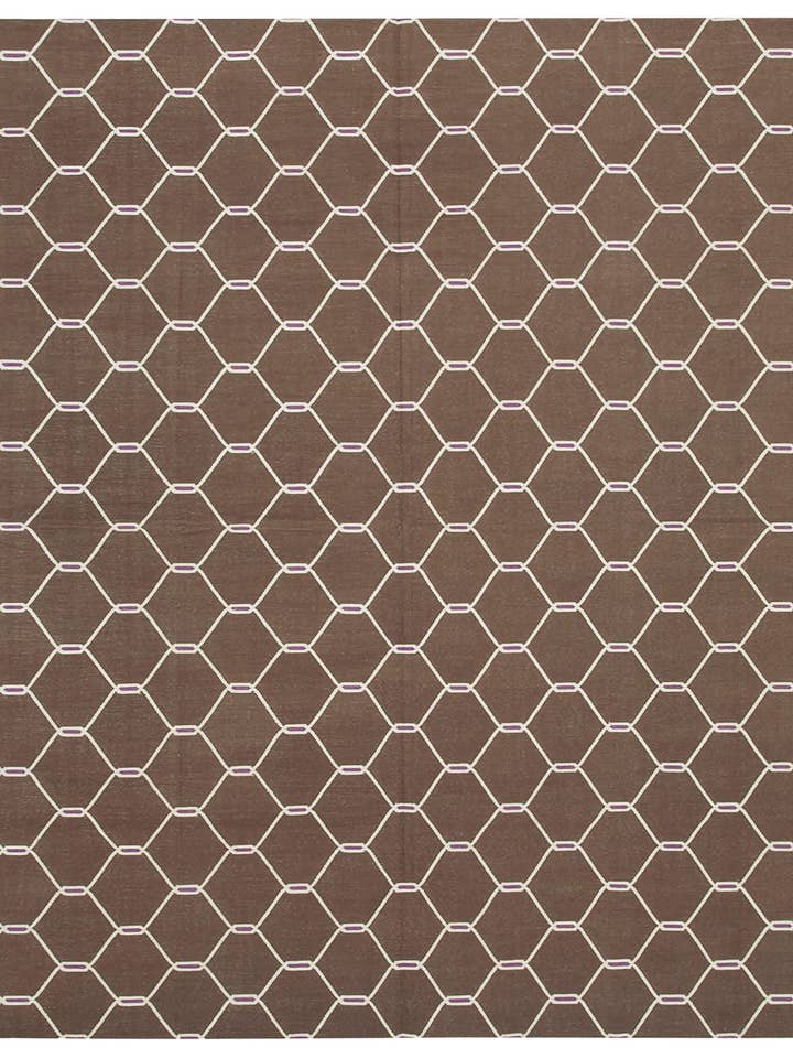 Tapete Dhurrie Castanho 8x10 - 32588 por atacado de RUG N CARPET