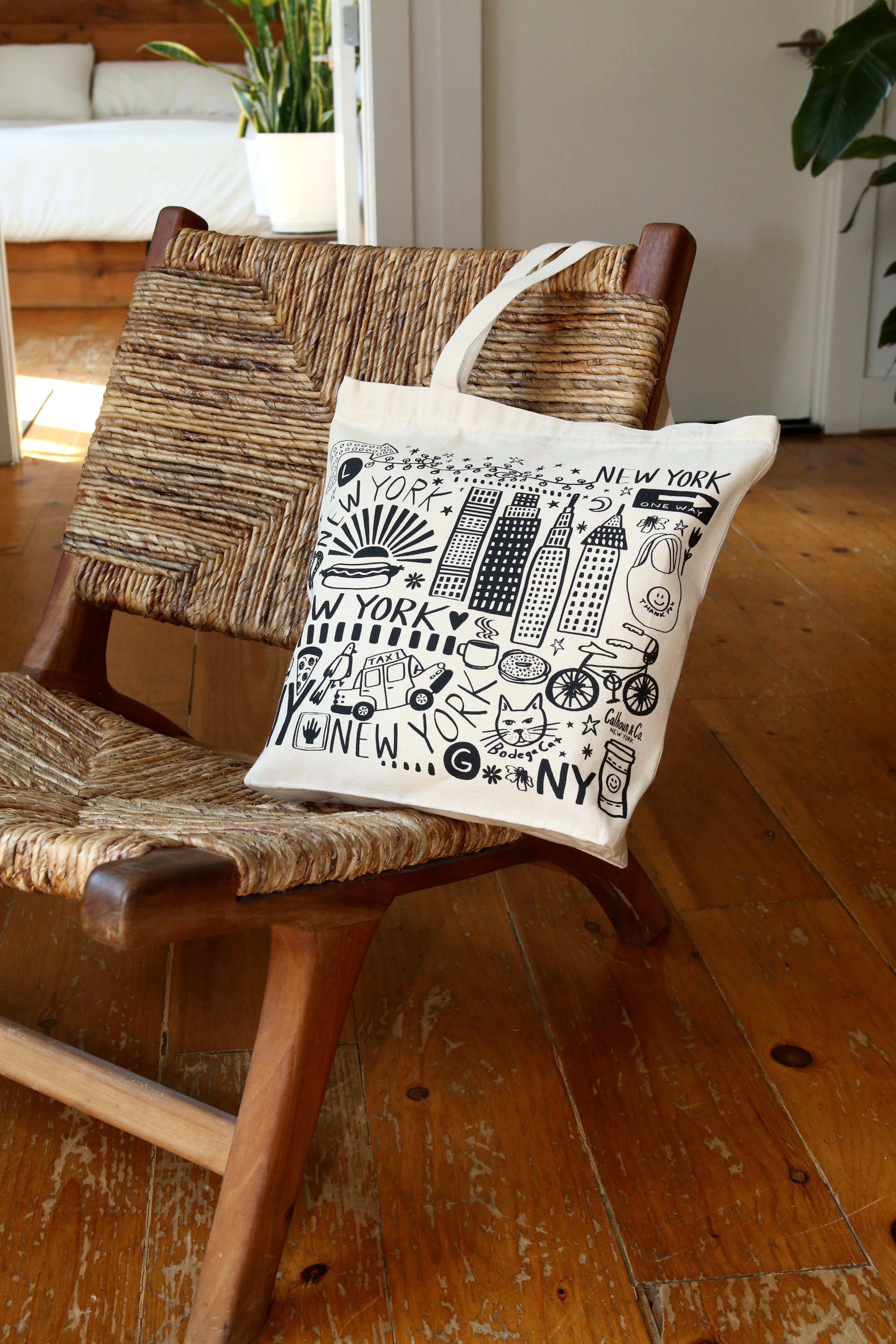 Calhoun & Co. - Wholesale Tote Bag - Unisex - New York City Canvas Tote Bag with Zipper Closure