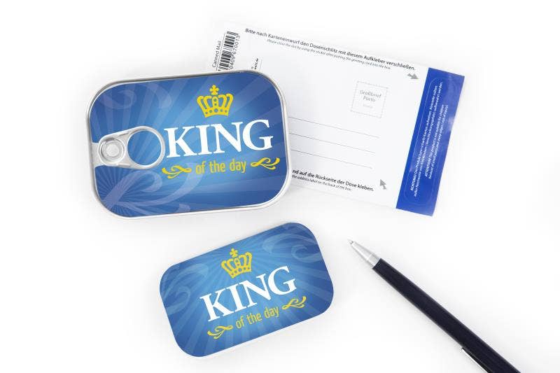 Gespänsterwald - Vendita all'ingrosso Biglietti di auguri generici - Canned Mail «King» - Auguri e regali in scatoletta di pesce1