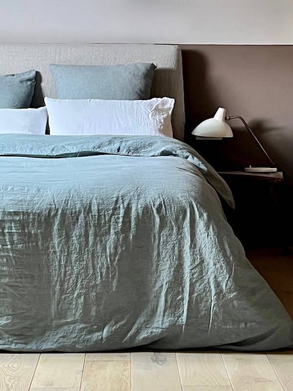 Capa de Edredão Linho Lavado Azul Celadon por atacado de la draperie francaise