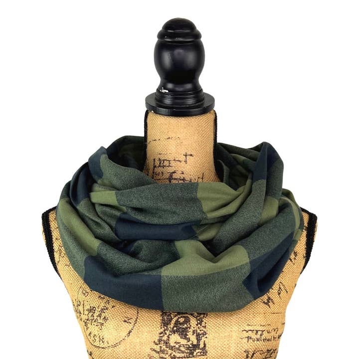 Organic Cotton Large Block Buffalo Plaid Infinity Scarves for wholesale by Thistle & Stitch