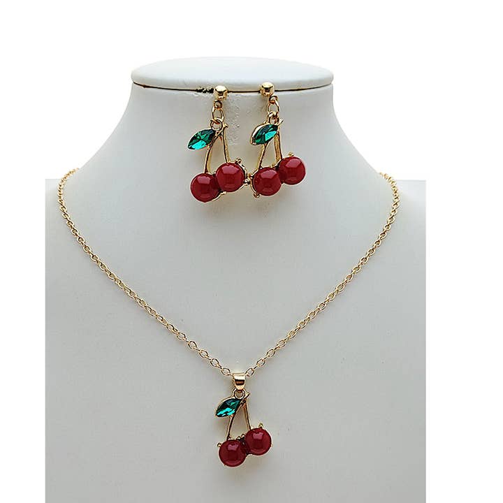 Collier Pendentif Charme Cerise pour la vente par Atlas Fashion