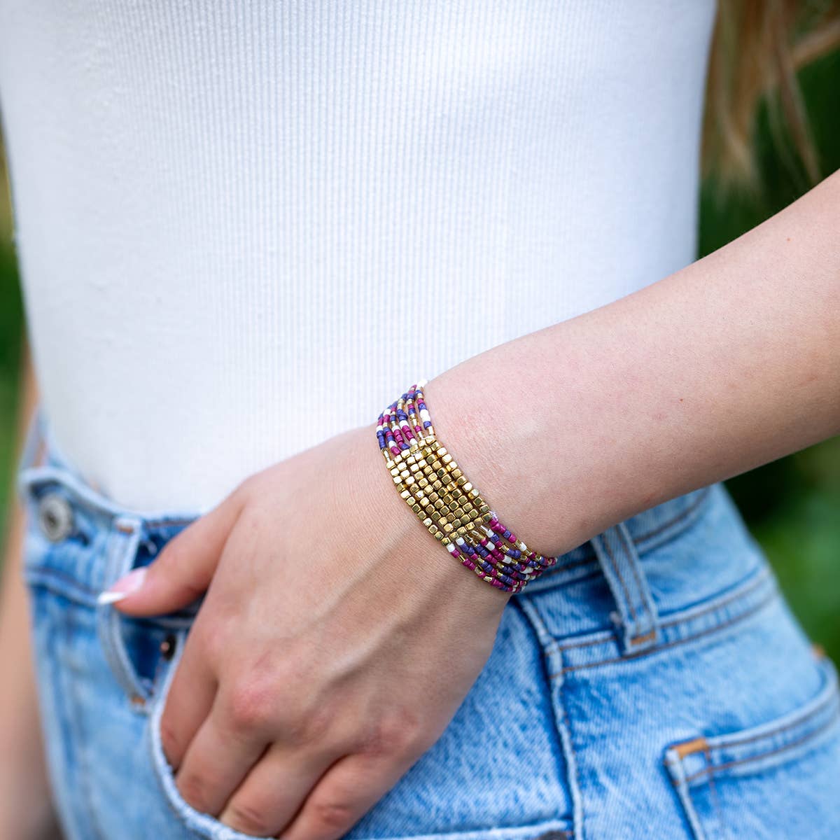 Anju Jewelry - Wholesale Beaded Bracelet - Seed Bead Stretch Statement Bracelets- Multiple Color Styles11