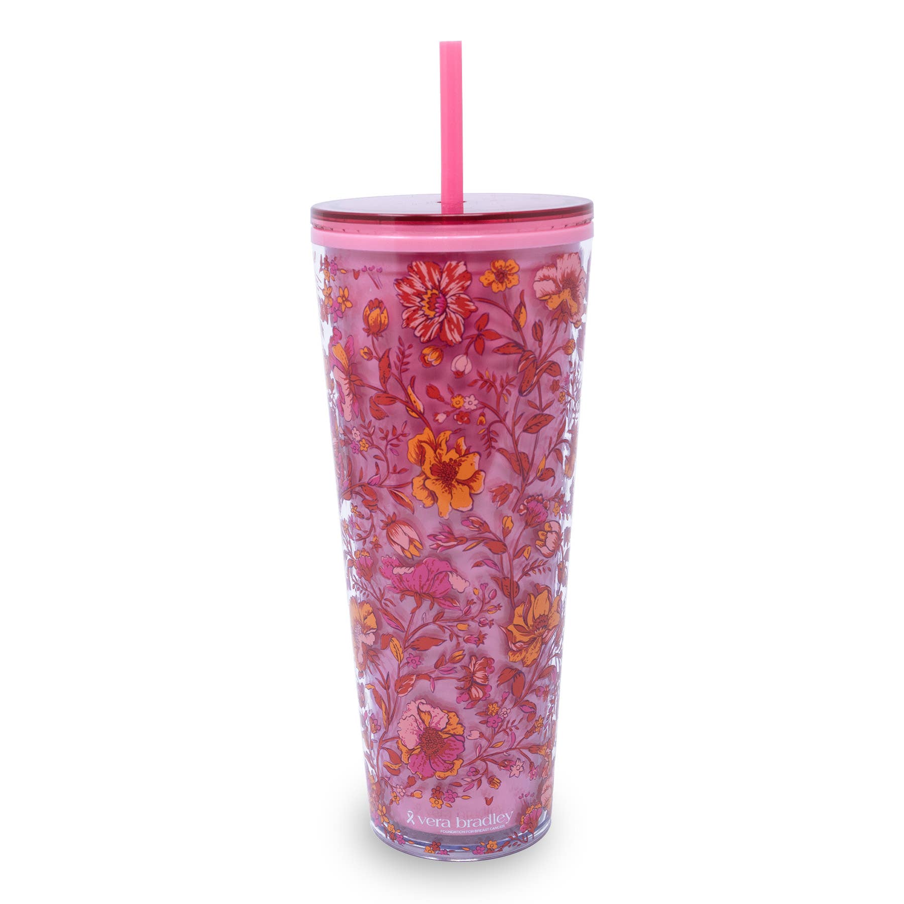 Vera Bradley by Lifeguard Press - Wholesale Insulated Mug/Tumbler - Double Wall Tumbler with Straw, Flourishing Garden1