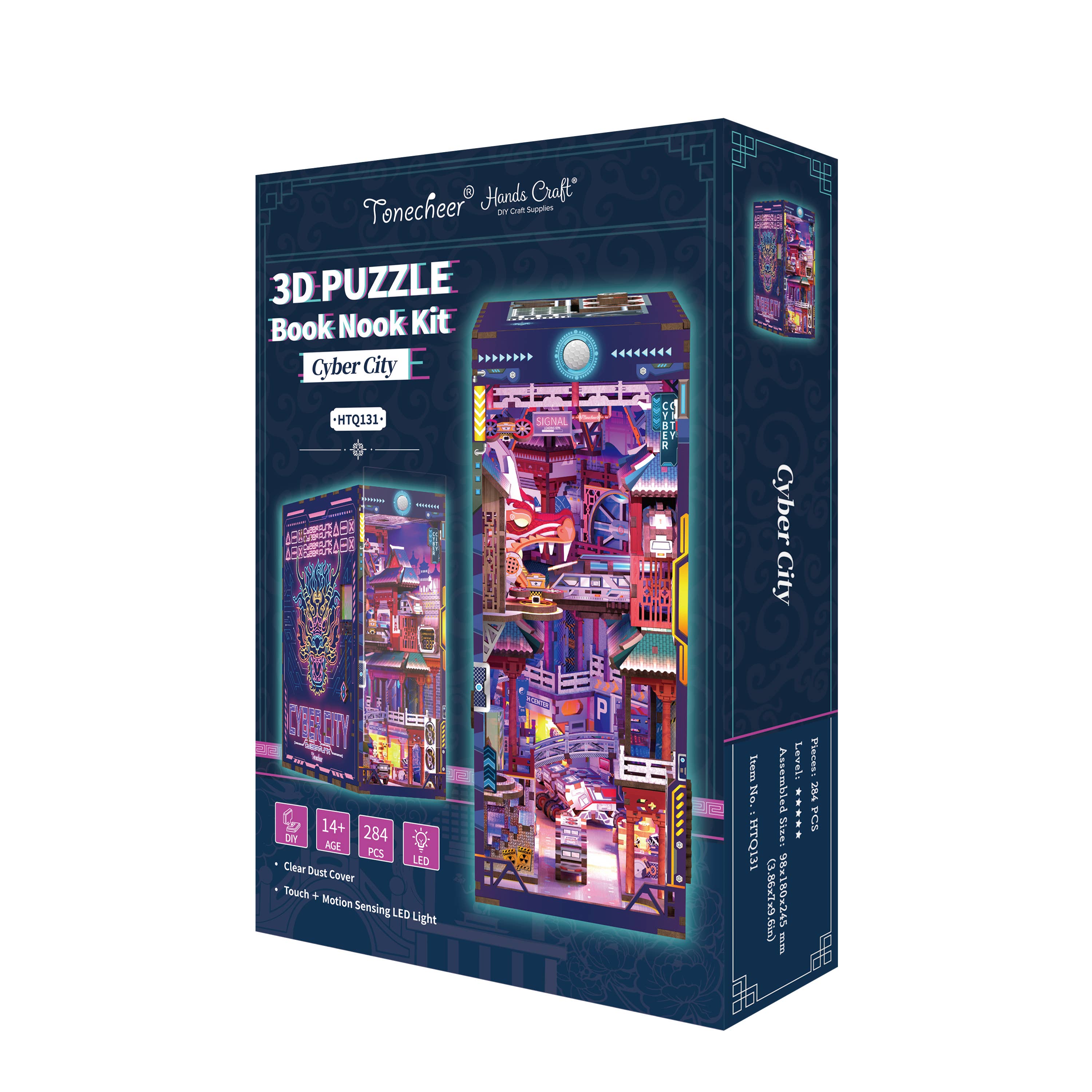 Hands Craft Intl – Engroshandel DIY-hobbysæt – DIY miniature hus boghylle kit: Cyber city med støvbeskytter7