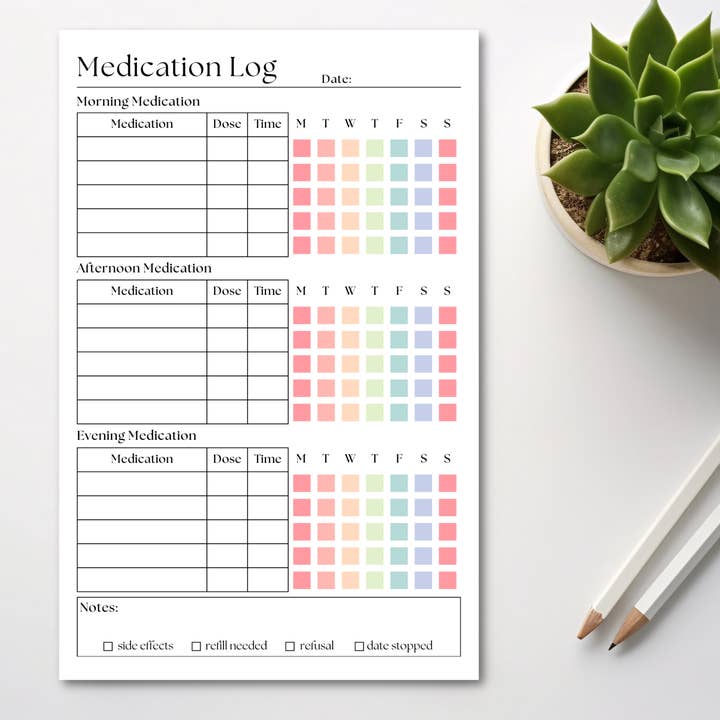 Eleventh and Taylor – wholesale Notepad – Medication and Vitamin Log: 50 Page Tear-Off Notepad5