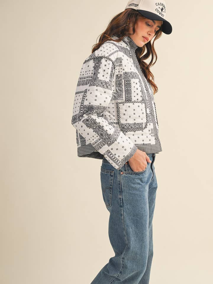 &MERCI - Wholesale Jacket - Women's - BANDANA PATCHWORK QUILTED JACKET MJK41757