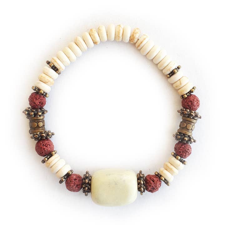 Bracelet en perles de plastique PATT avec perles d'howlite et de lave pour la vente par Julie Bessette