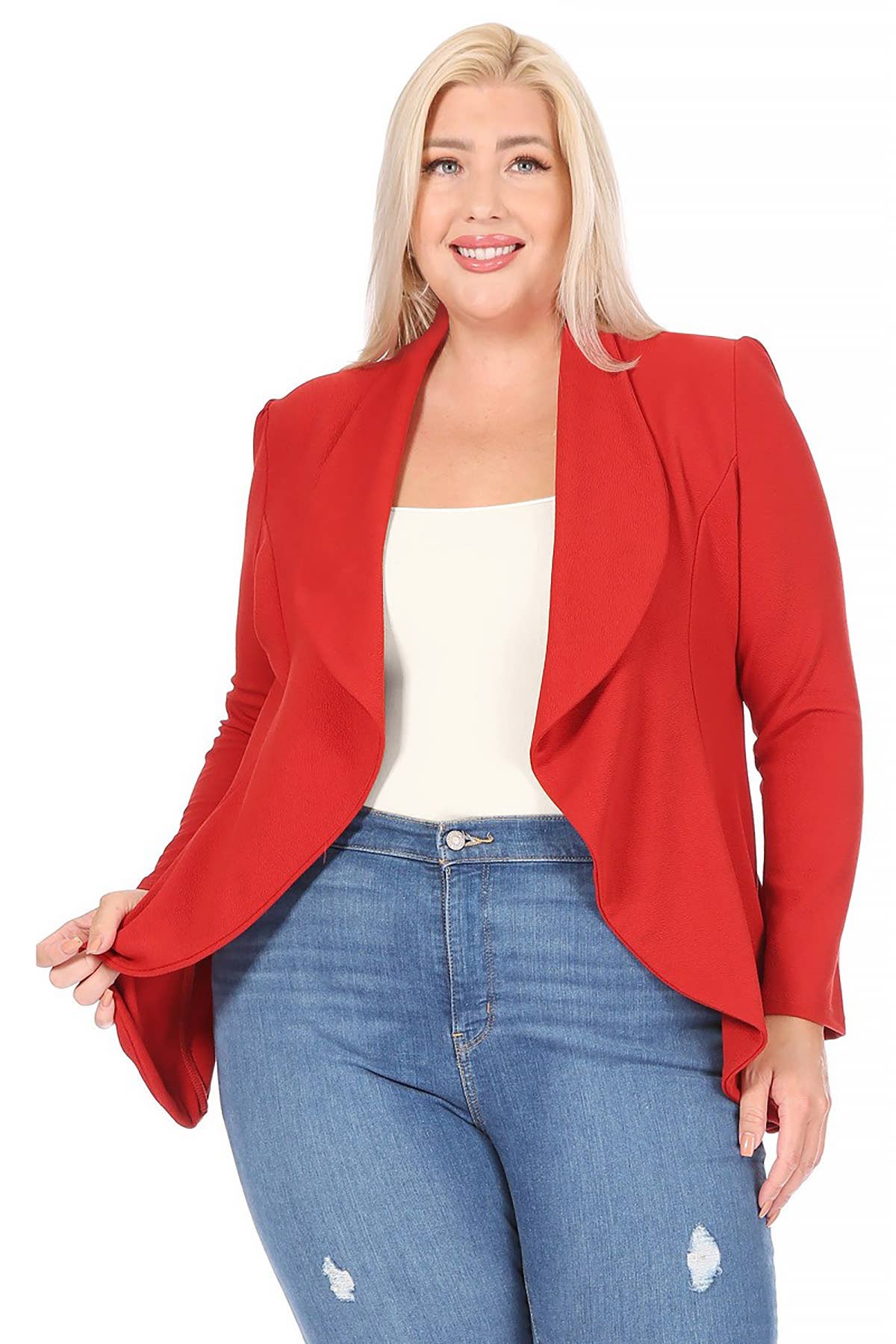 MOA COLLECTION - Wholesale Blazer - Women's - Women's Plus Size Solid Long Sleeve Office Blazer Jacket10