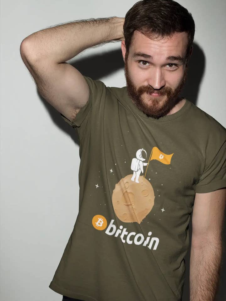 Men’s Graphic T-Shirt Bitcoin Astronaut HODL BTC Military Green Gift Idea for wholesale by ULTRABASIC