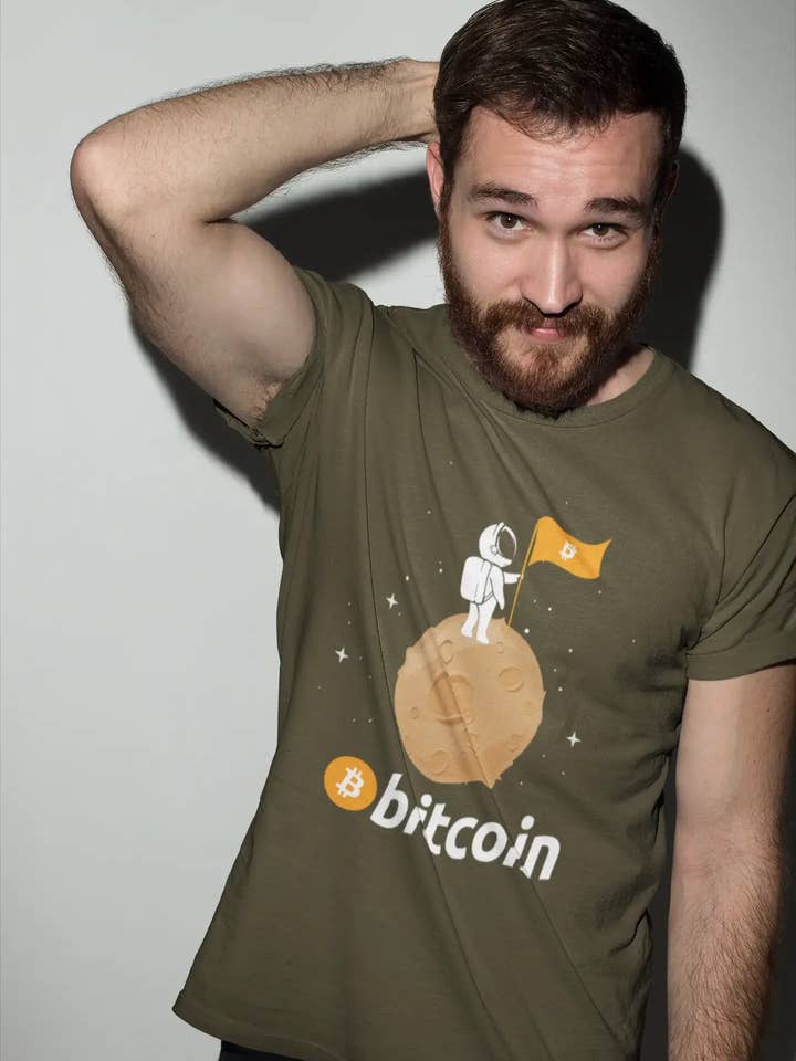 Men’s Graphic T-Shirt Bitcoin Astronaut HODL BTC Military Green Gift Idea for wholesale by ULTRABASIC
