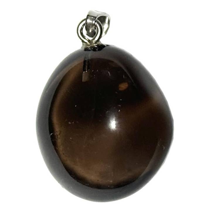 Smoky quartz pendant United States AA tumbled stone 925 silver loop for wholesale by La Boîte à Cailloux
