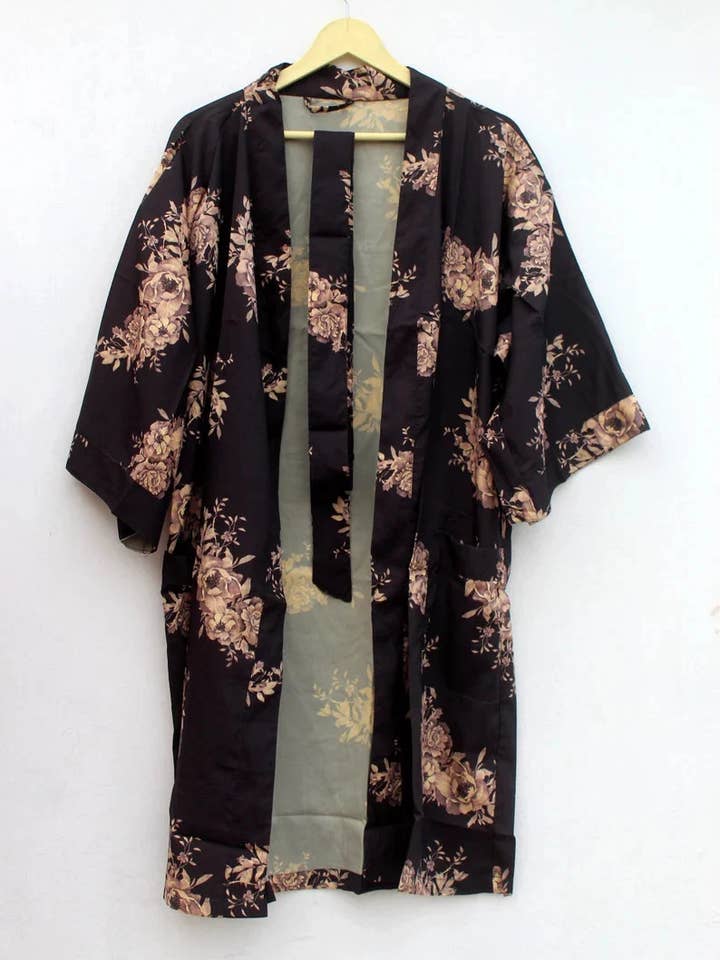 GYPSY STUDIO - Venta al por mayor Kimono - Mujer - Kimono de sari indio de crepé boho folk estilo diosa hippy para calle5