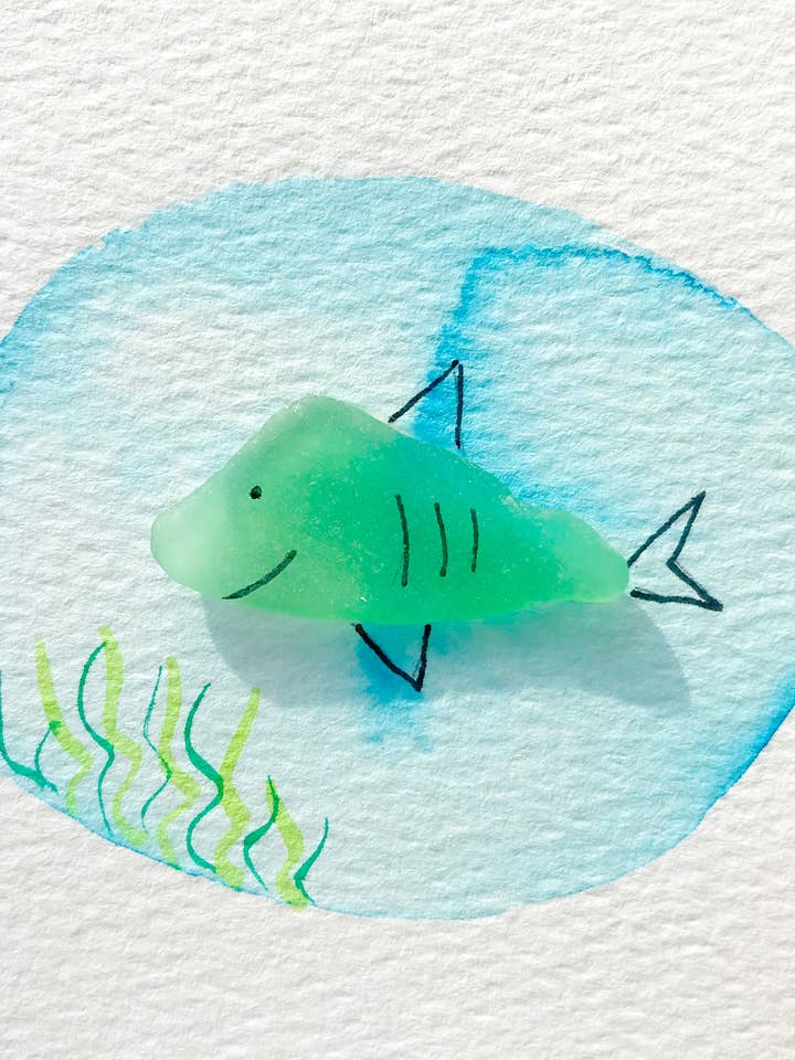 Big Fish Sea Glass Art for wholesale by Sook & Hook