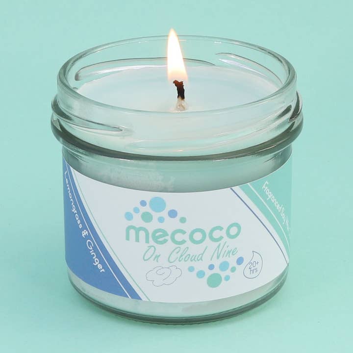 On Cloud Nine / Lemongrass & Ginger, Blue Scented Soy Wax Candles for wholesale by Mecoco Ltd