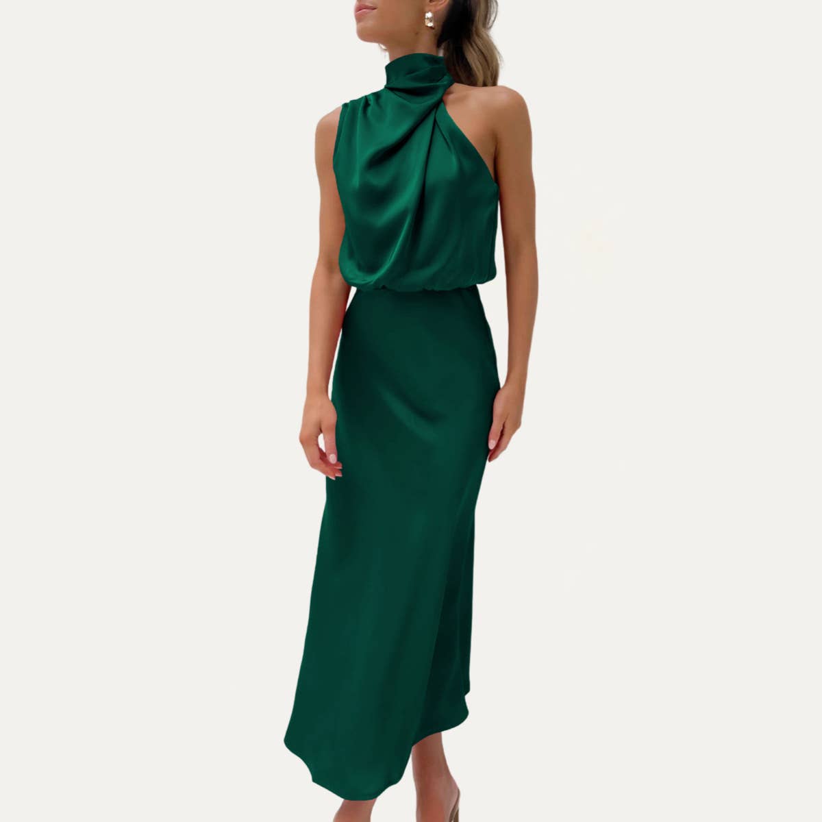 The Moment Collection – wholesale Klänning - Dam – Helt fantastisk One-Shoulder Halter Formell Midi Klänning16