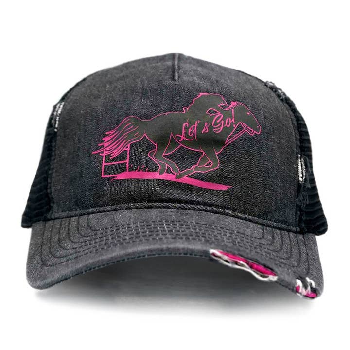 Western Express - Wholesale Trucker Hat - Women's - Black Denim "Let's Go" Trucker Cap2
