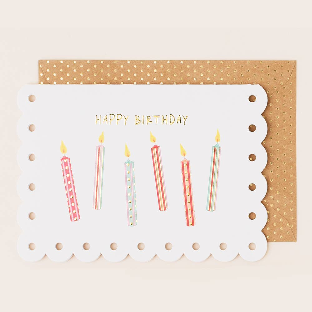 Apple & Clover – wholesale Everyday greeting card – Candles Birthday Card with Broderie Border0
