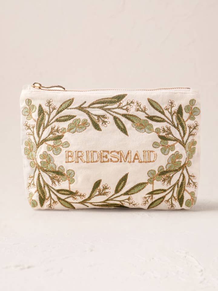 Olive Branch Bridesmaid Mini Pouch for wholesale by Elizabeth Scarlett Ltd