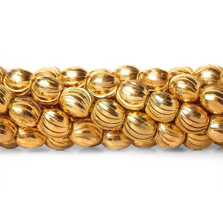 Ovale festonné en laiton plaqué or 22 carats 6x5mm 8 pouces 37 perles pour la vente par The Bead Traders