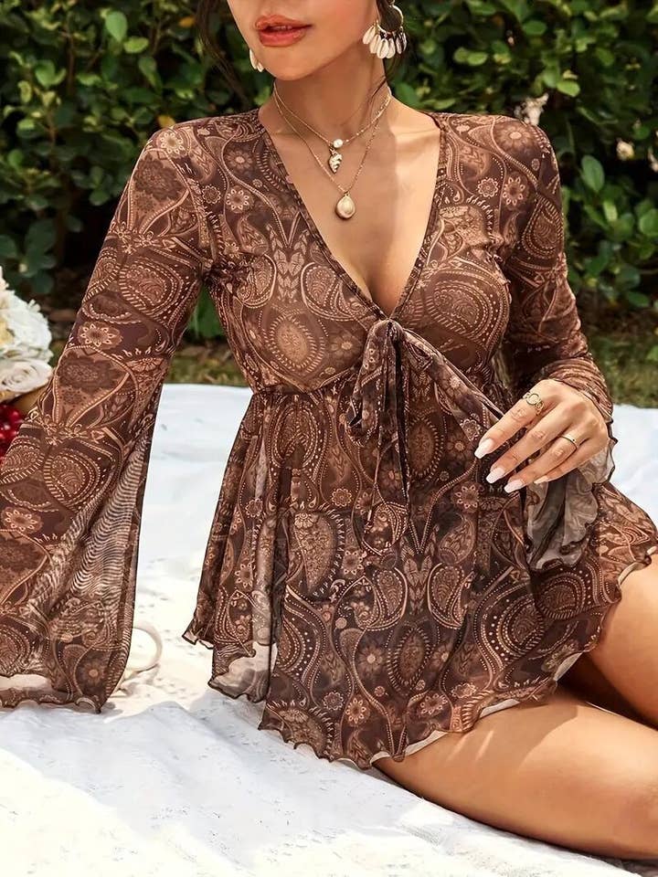 Miss Sparkling - Wholesale Blouse - Women's - Western Printed Bell Sleeve Blouse1