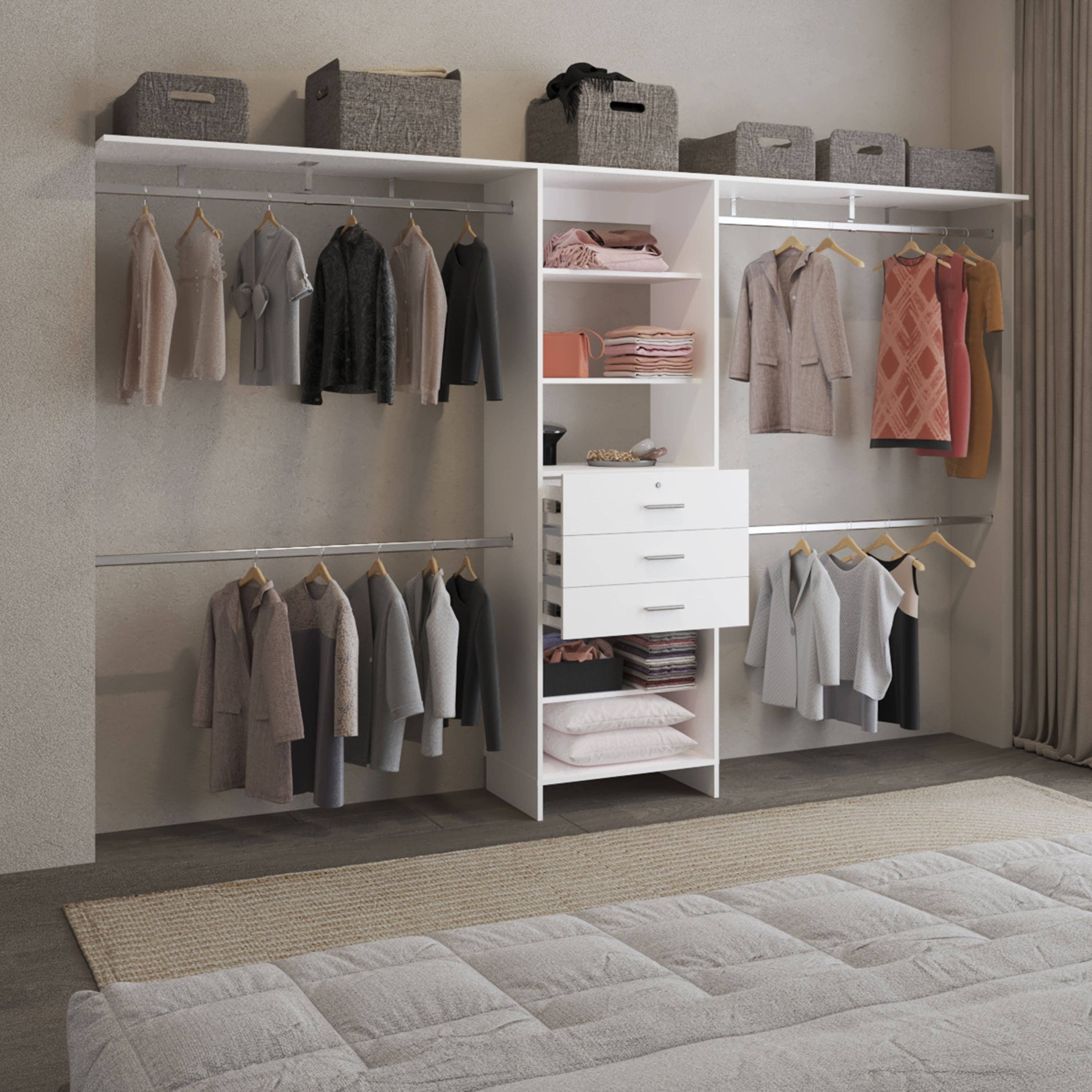TUHOME FURNITURE - Wholesale Bedroom Furniture - Walking Closet Plego 3, Open Wardrove for Wall With Shelves2