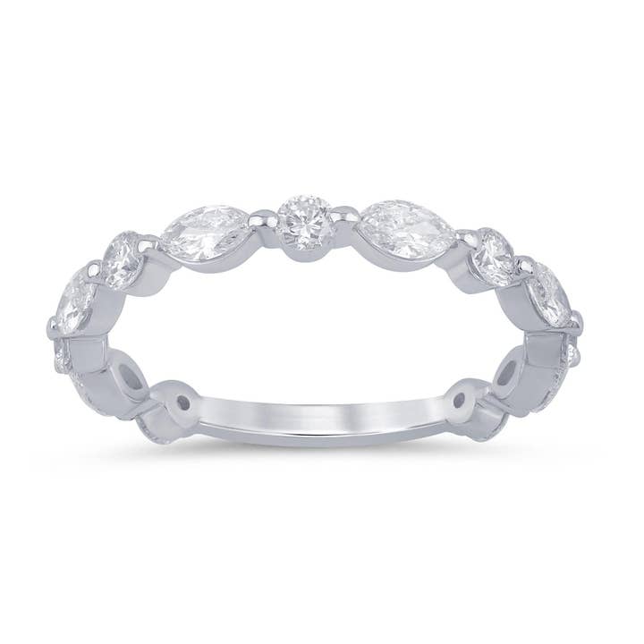 White Rock - Wholesale Multi-Stone Ring - 1.00 CTW Vs Lab Grown Diamond Band 14Kt Gold Round Marquise1