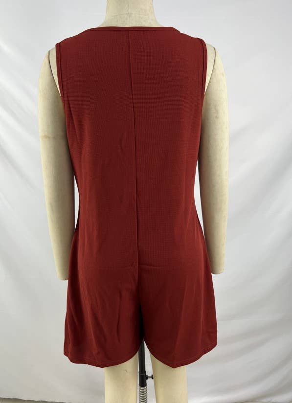 UNISHE - Vente Combishort – femme - Barboteuse gaufrée boutonnée sans manches avec poches ZZKF72917