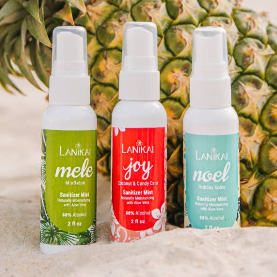Holiday Christmas Sanitizer Mists 2 oz for wholesale by Lanikai Bath and Body