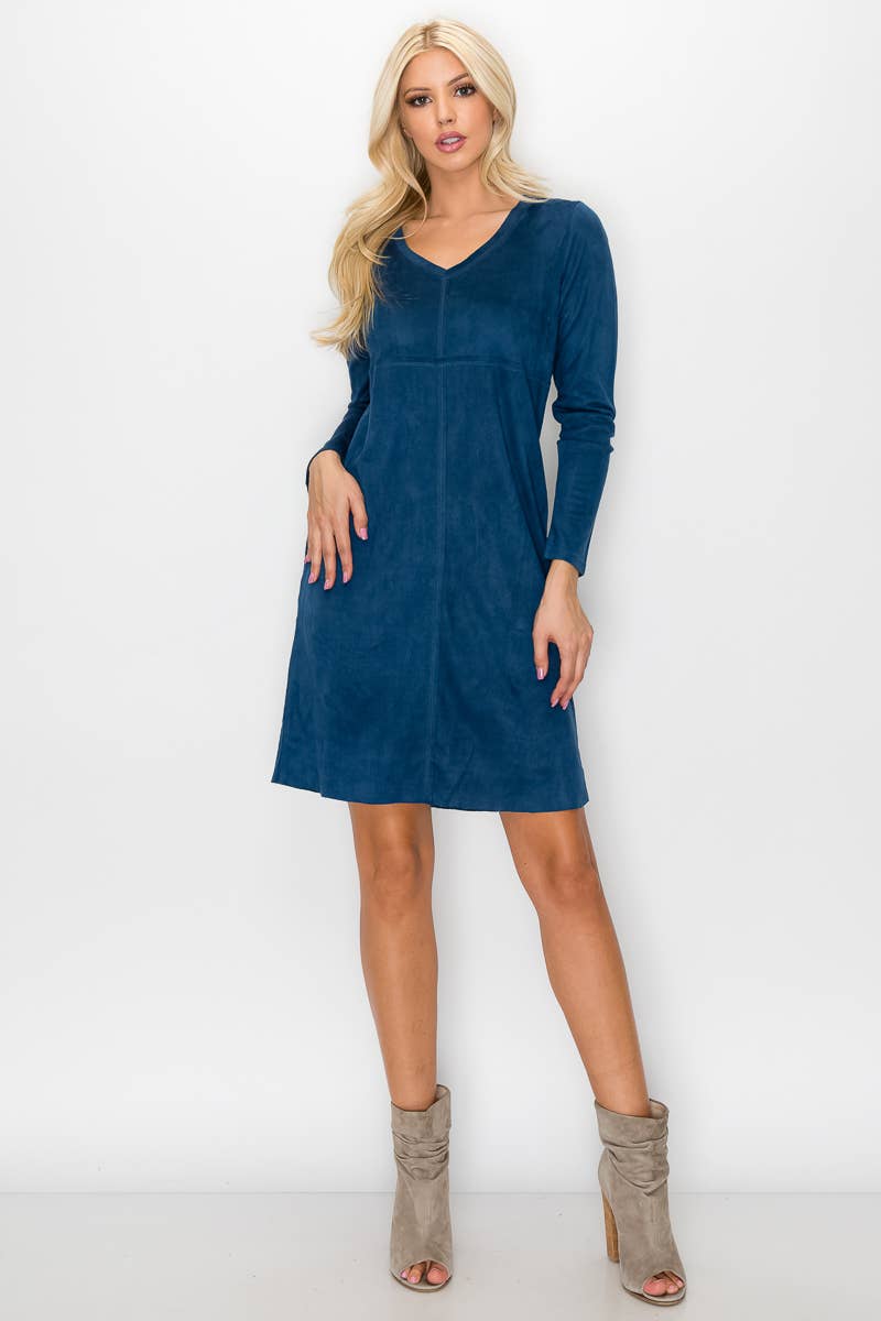 Joh Apparel – Vestido - Mulher por atacado – Vestido Aurora Stretch Camurça com Decote em V SEM Bolsos6