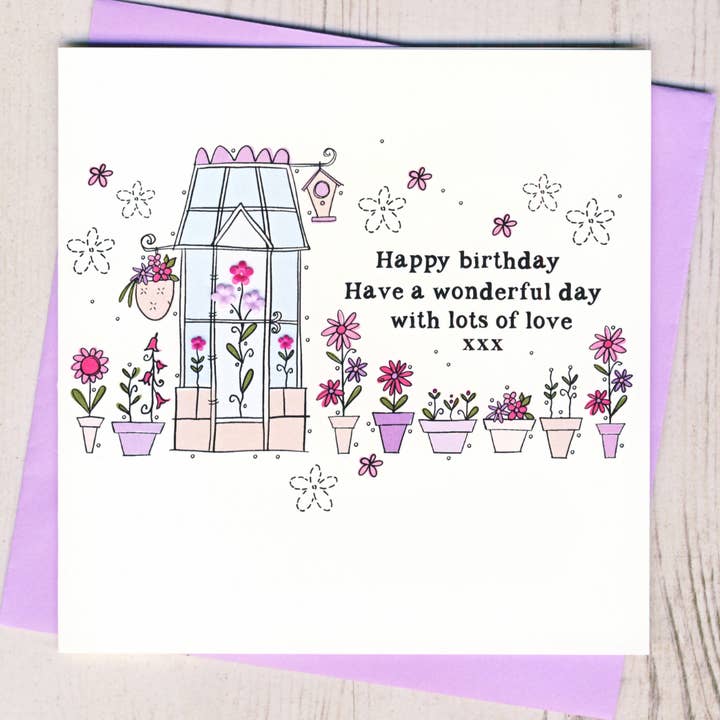 Greenhouse Happy Birthday Card for wholesale by Eggbert & Daisy