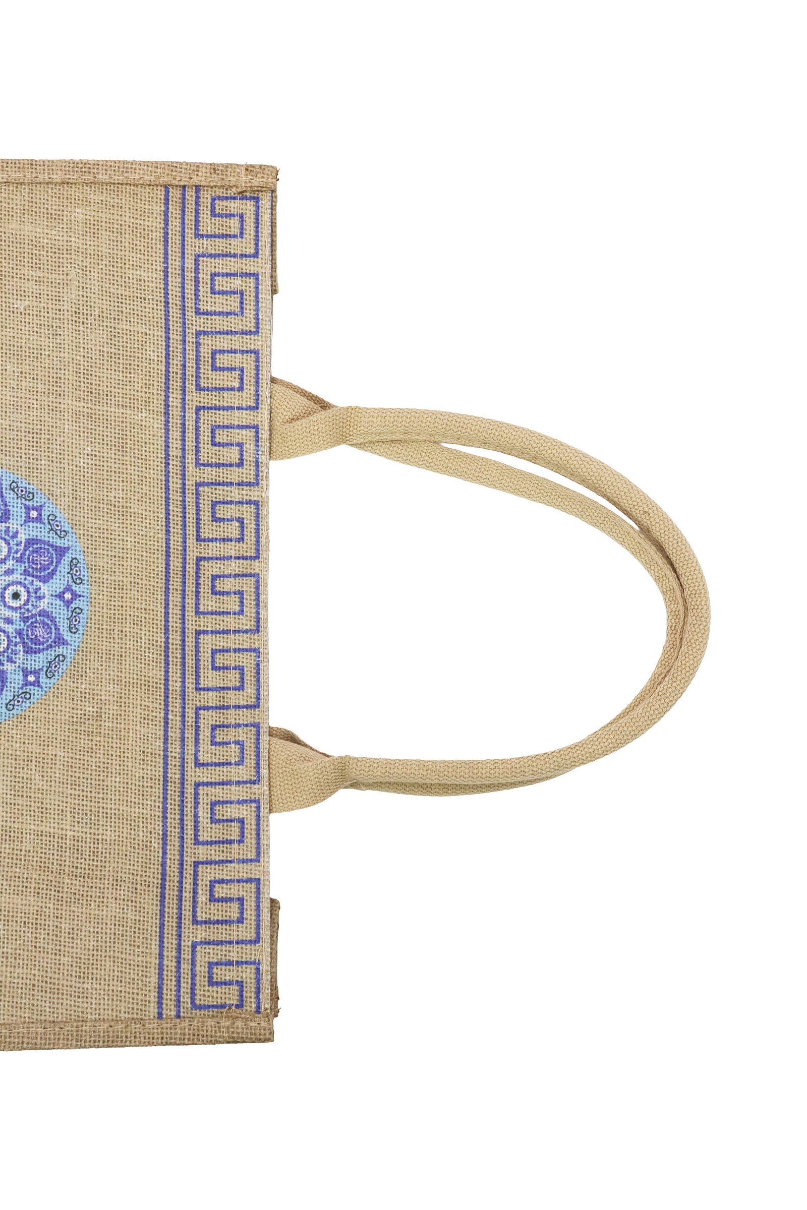 ASSORTED Evil Eye Greek Key Burlap Box Tote Beach Bag for wholesale on Faire4