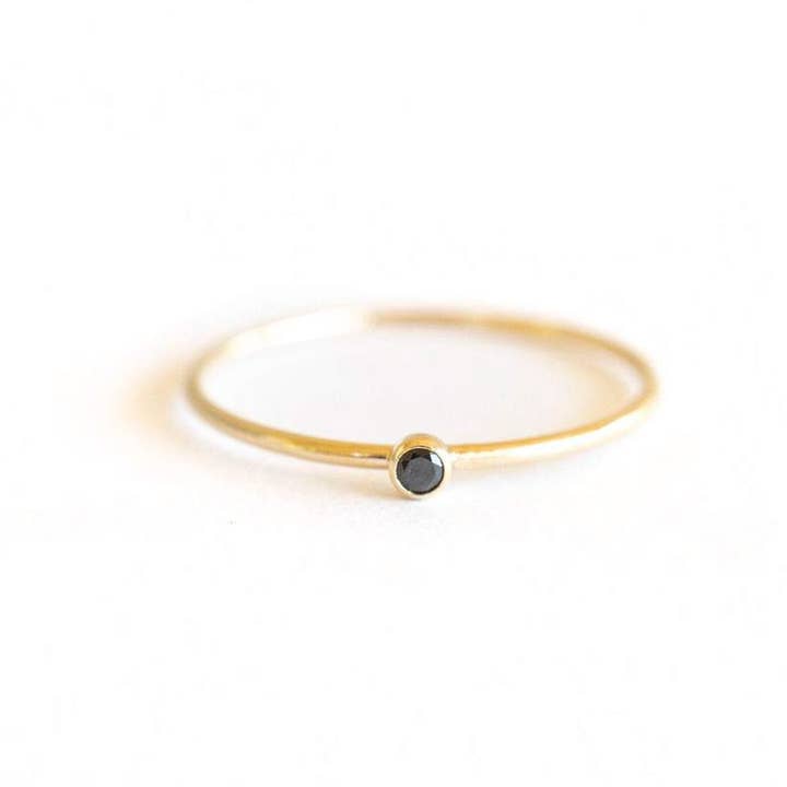 Gold Filled Black Crystal Stacker Ring for wholesale by Rose Gypsy