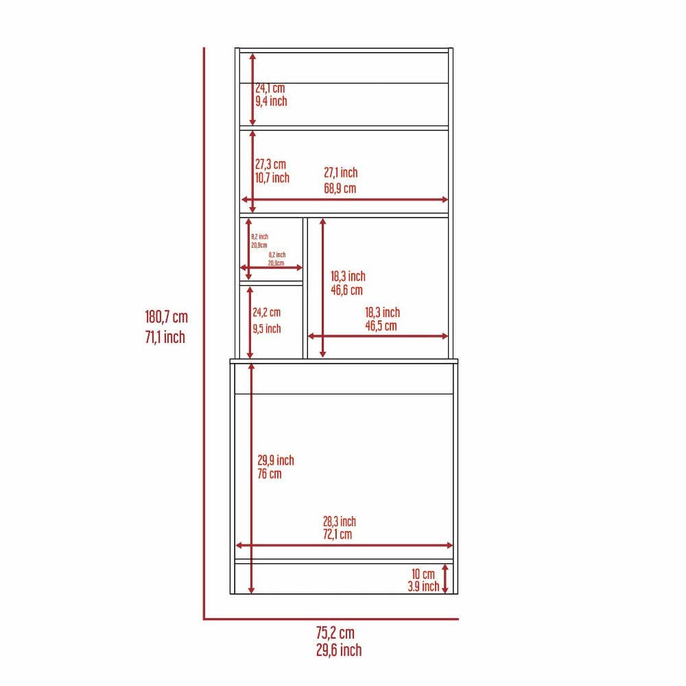 Treevol Furniture - Wholesale Desk Set - Monroe Computer Desk, Four Shelves, Black Wengue Finish7