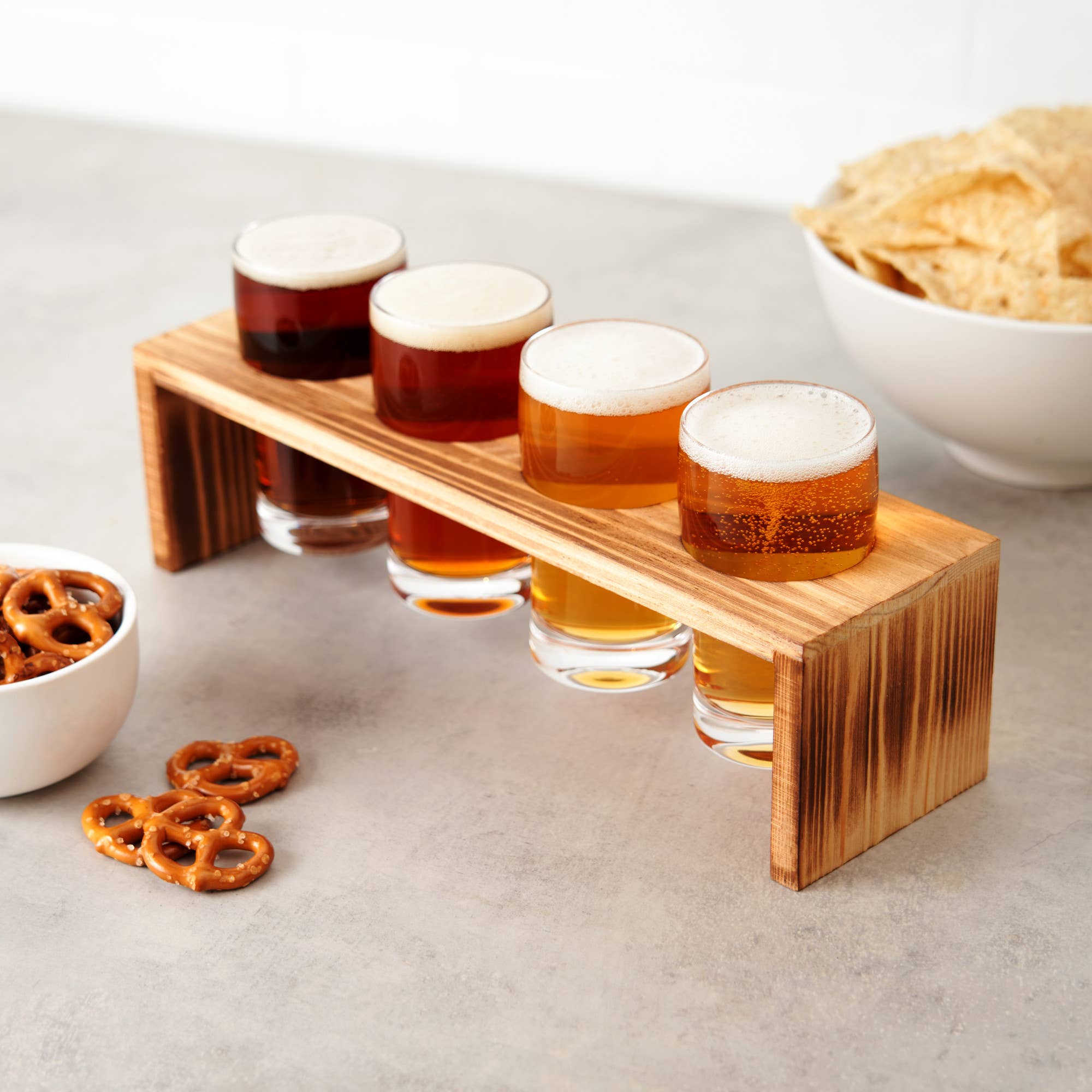 TRUE - Wholesale Beer Glass/Mug - Ardor Wooden Beer Tasting Flight Board and Glasses Set of 52