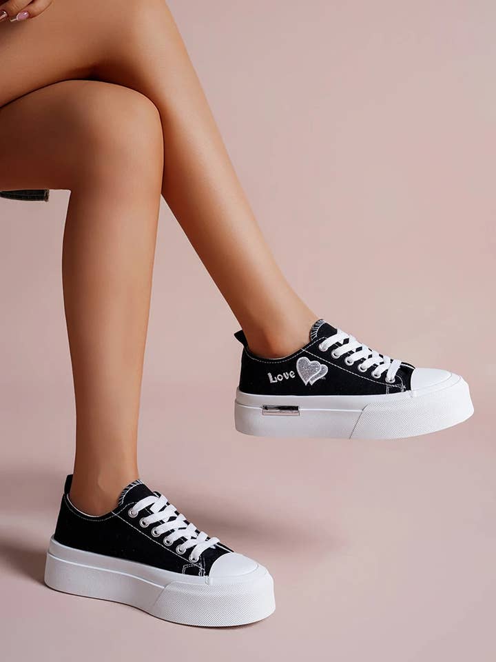 HeartBeat Platform Sneakers-Black for wholesale by CFK International