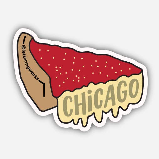 Mini autocollant en vinyle de pizza à la Chicago Deep Dish pour la vente par Lettering Works