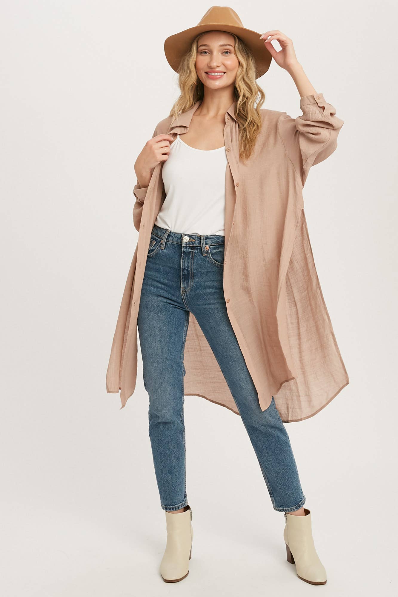 Bluivy - Wholesale Button Down Shirt - Women's - BUTTON-UP VENTED LONGLINE SHIRT46