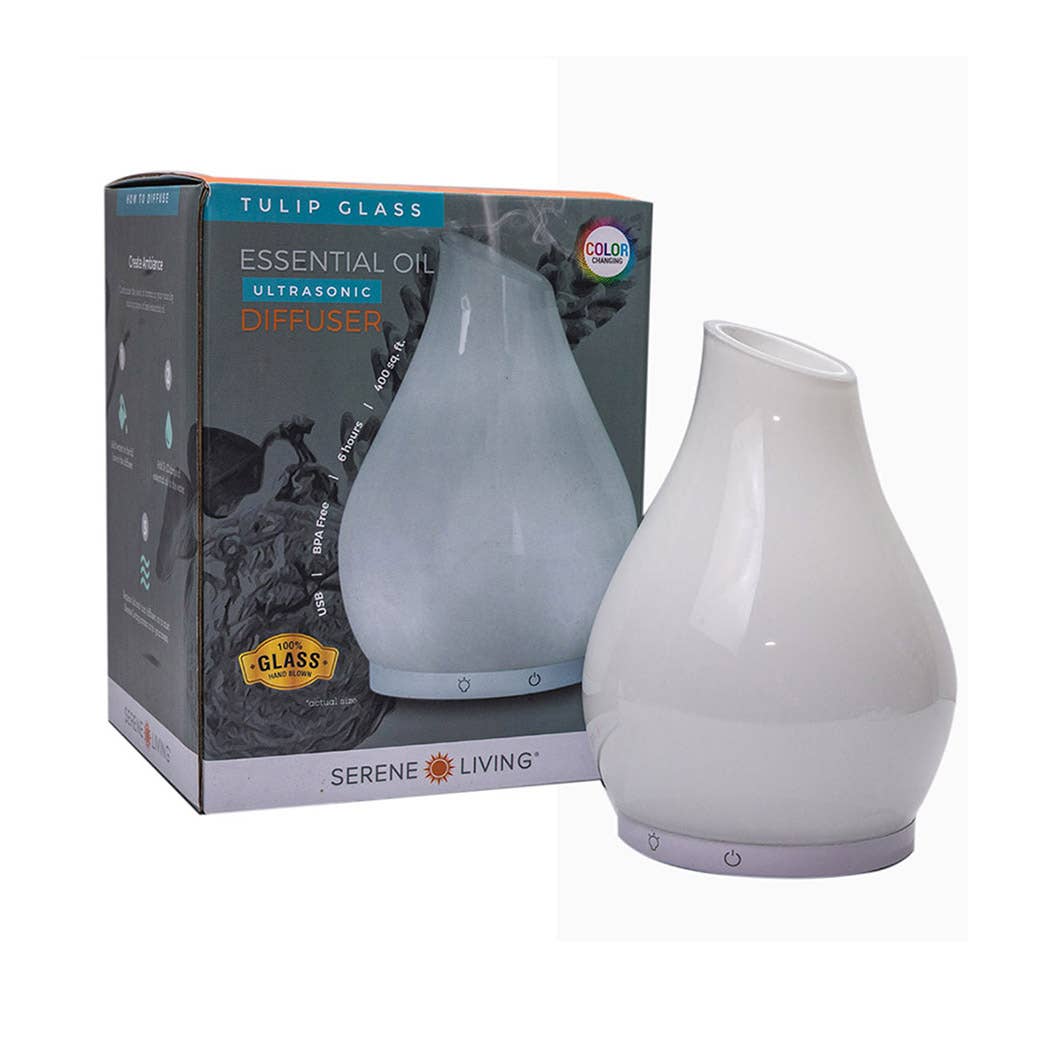 Greenair Inc. – Großhandel Elektronischer Diffusor – Duftspender aus handgeblasenem Milchglas mit Blütenknospen in Tulpenform3