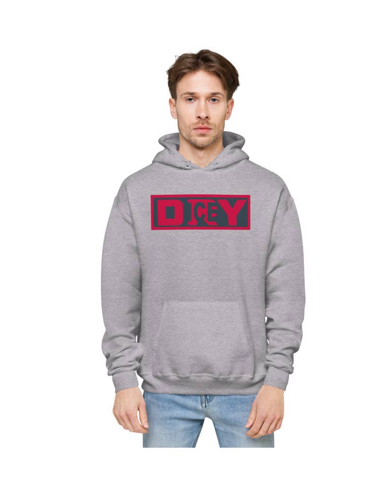 Vulcan Dryice Block Print Hoodie Grey for wholesale by Sweats & Tees Ltd