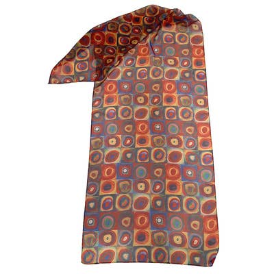 Kandinsky Colored Squares Study Scarf - Chiffon for wholesale by Breeke