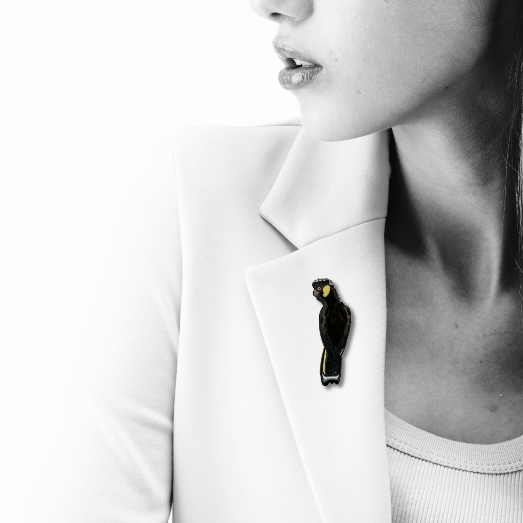 Selatan – wholesale Brosch – Gul-tailed svart kakadua brosch1