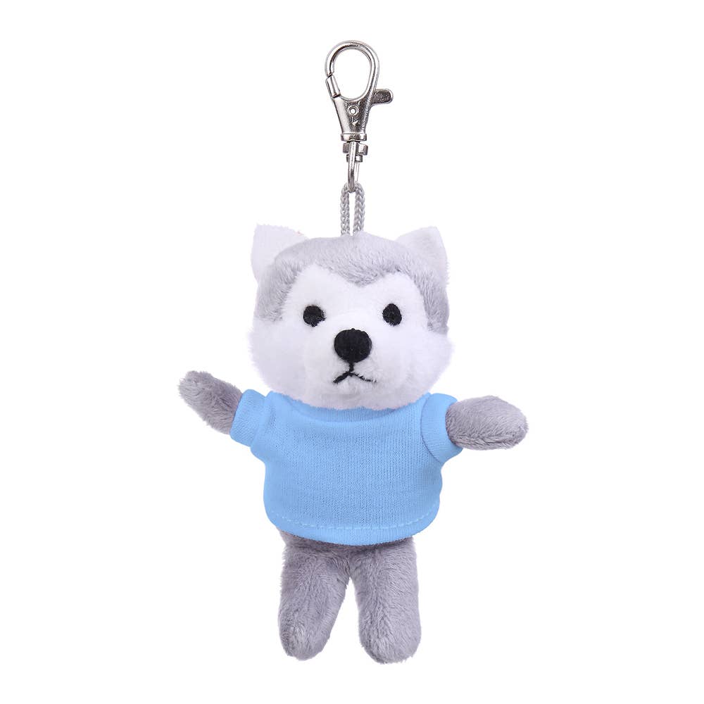 Plushland - Wholesale Keychain - Unisex - 4" Keychain - Husky with customized shirt4