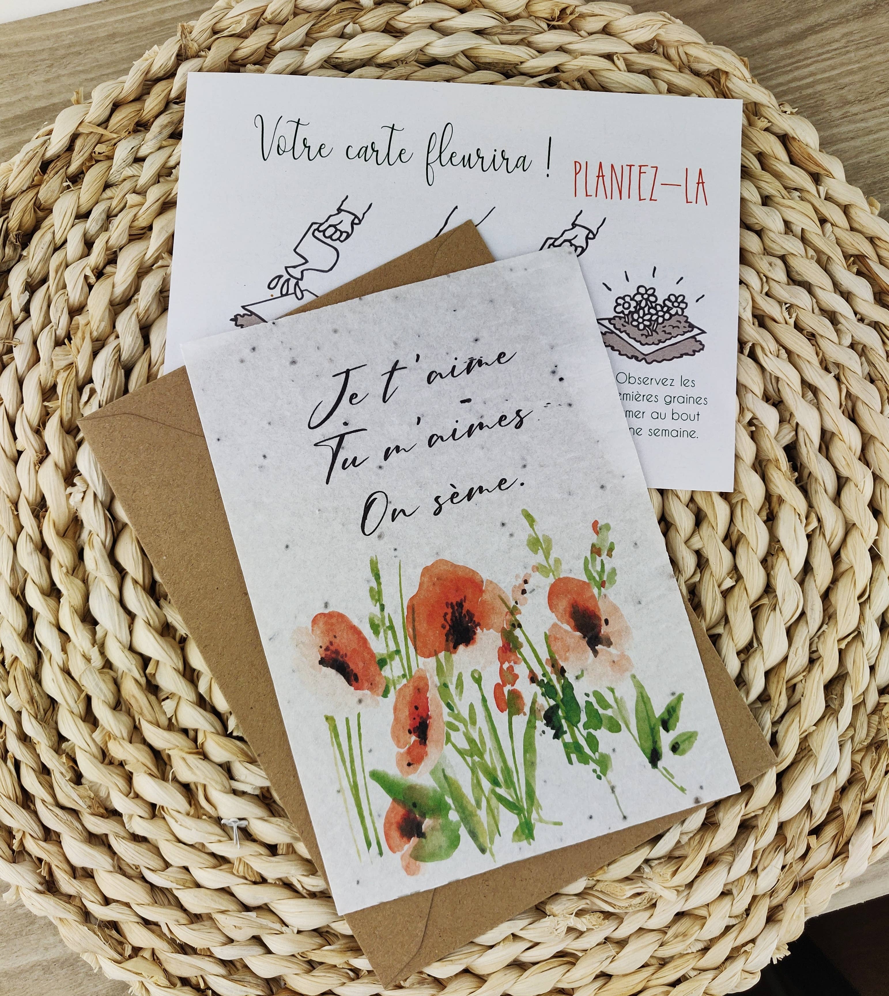 Carte De Vu0153ux Avec Inscription « Let Love Grow » - Carte De Vu0153ux Avec Cu0153ur « à Planter » (c.-à-d. Avec Graines De Fleurs à Semer