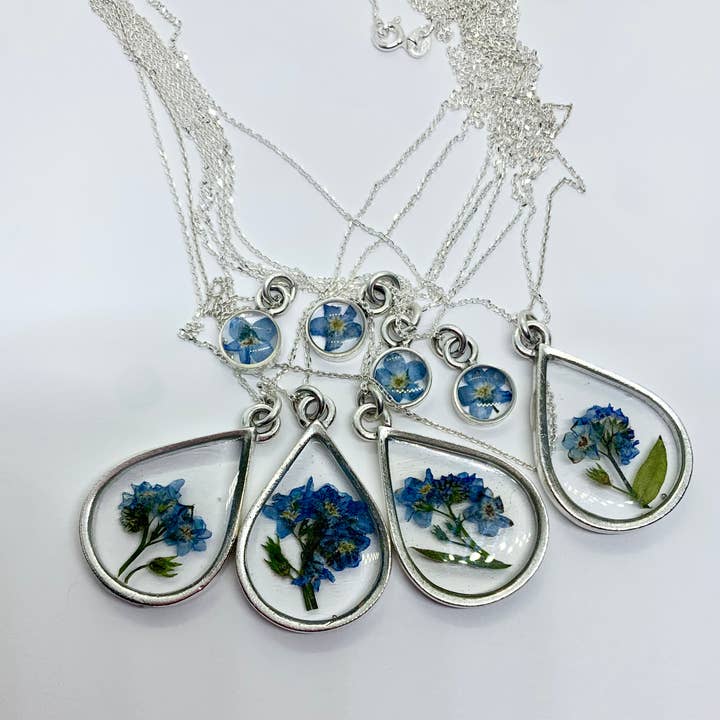 Her Hero, LLC - Wholesale Pendant/Charm Necklace - Forget Me Not Necklace Antique Silver2